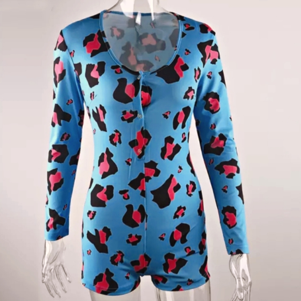 Leopard print Teal w/ Pink Spot Onesie